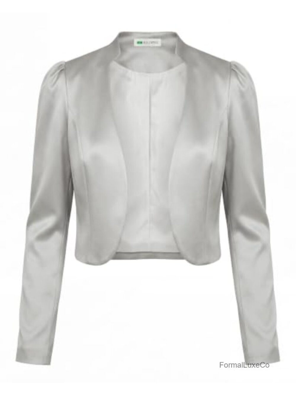 Puff Sleeve Satin Bolero Jacket Formal Tailored Shrug Long Sleeve